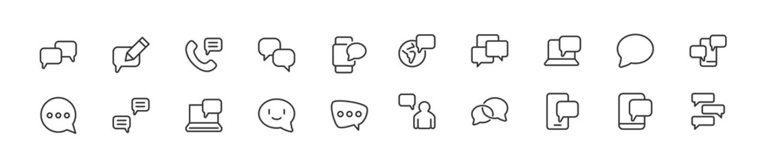 Poster - Set of simple communication line icons.