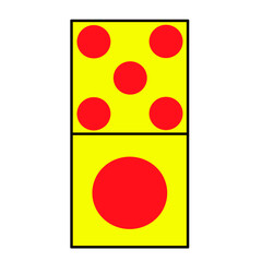 Poster - Yellow and red illustration of domino card