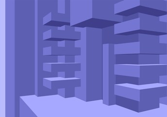 Poster - Architecture background with violet or very peri abstract 3D cubes composition and minimalistic style.
