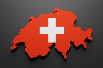 Wall Mural - 3d Switzerland map and flag