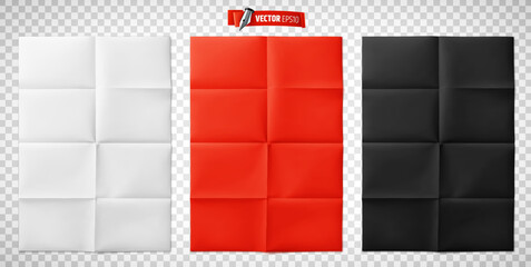 Vector realistic illustration of folded paper textures on a transparent background.