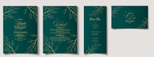 Wedding Invitation, Floral Invite Thank You, Rsvp Modern Card Design In Copper Peony With Green And Tropical Palm Leaf Greenery Eucalyptus Branches Decorative Vector Elegant Rustic Template
