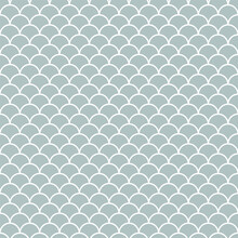 Blue Japanese Scallops Seamless Pattern
