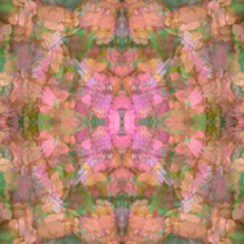Pink, Orange And Green Kaleidoscope Floral Montage Abstract.