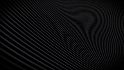 3D rendering of spiral gray swirl lines on a twisted surface. Minimalistic dark design