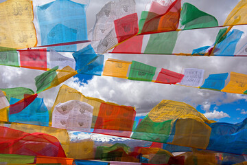 Sticker - Prayer flags in the Himalayas, Mt. Everest National Nature Reserve, Shigatse Prefecture, Tibet, China