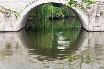 Sticker - Stone bridge on the Grand Canal, Anchang Ancient Town, Shaoxing, Zhejiang Province, China