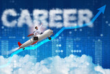 Fototapeta Sport - Businessman flying in career concept