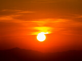 Fototapeta Zachód słońca - sunset in sky clouds and mountain background