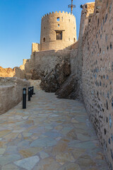 Canvas Print - Middle East, Arabian Peninsula, Oman, Muscat, Muttrah. Walkway to Muttrah Fort.