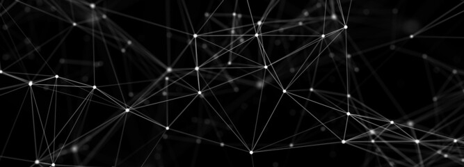 Abstract digital background of points and lines. Glowing plexus. Big data. Network or connection. Abstract technology science background. 3d rendering