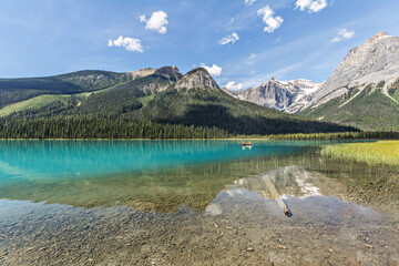 Wall Mural - Beautiful view of a landscape with a lake and mountains