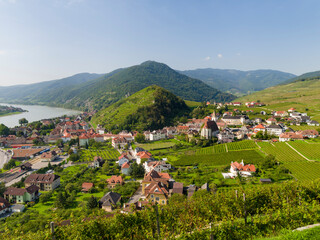historic village spitz located in wine-growing area, unesco world heritage site. lower austria