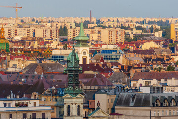 Wall Mural - Hungary, Budapest. Overview of old and new buildings.