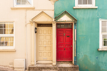 Sticker - Europe, Ireland, Kinsale. Exterior of colorful buildings.