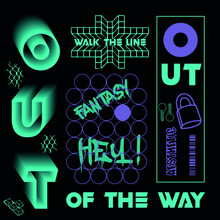 Out Of The Way Text With Grid Vector Design For T-shirt Graphics, Banner, Fashion Prints, Slogan Tees, Stickers, Flyer, Posters And Other Creative Uses