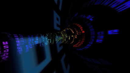 Wall Mural - Driving through the binary data tunnel