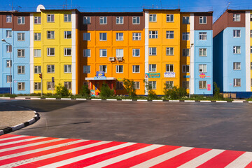 Wall Mural - Colorfully painted buildings, Anadyr, Chukotka Autonomous Okrug, Russia