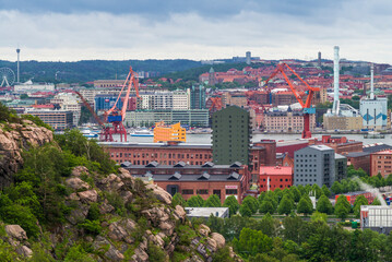 Poster - Sweden, Vastragotland and Bohuslan, Gothenburg, high angle city view from Rambersstaden