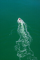 Poster - Sweden, Bohuslan, Tjorn Island, Varekil, small boat seen from the Skapesundbron bridge