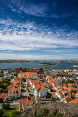 Poster - Sweden, Bohuslan, Fjallbacka, elevated town view from the Vetteberget cliff