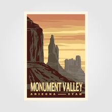 Monument Valley Navajo Tribal Park Vintage Poster Illustration Design