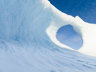 Poster - Iceberg frozen into the sea ice of the Uummannaq fjord system during winter. Greenland, Danish Territory