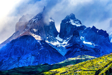 Wall Mural - Paine Horns Three Granite Peaks, Torres del Paine National Park, Patagonia, Chile