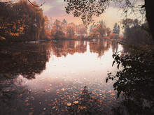 Beautiful Reflective Lake In An Autumn Park