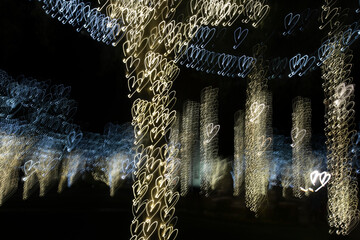 Sticker - USA, Arizona, Buckeye. Abstract of decorated trees at night during Christmas.