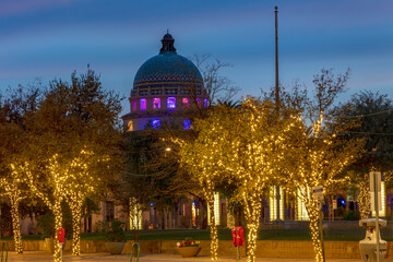 Poster - El Presidio Park and City Hall building at dusk in downtown Tucson, Arizona, USA