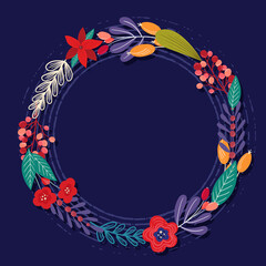 Poster - floral wreath for circle design template
