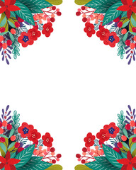 Poster - decorative framing floral background with colorful
