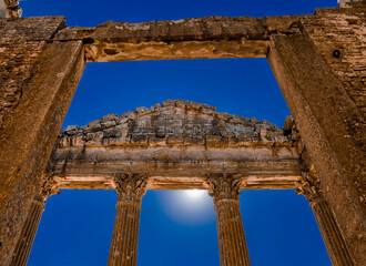 Sticker - Low angle shot of famous Dougga archaeological site in Tunisia