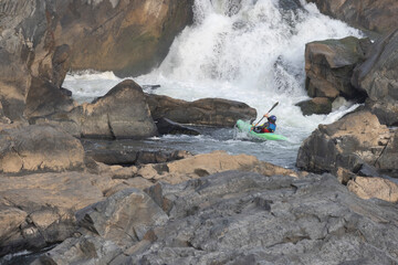 Poster - USA, Maryland, Great Falls, Potomac River and Kayaker