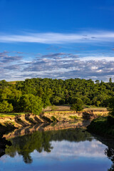 Sticker - The Sheyenne River catches morning light near Fort Ransom, North Dakota, USA