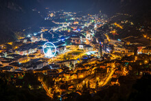 Andorra At Night With The Largest Ferris Wheel In Europe