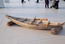 Old Wooden Fishing Boat On Display