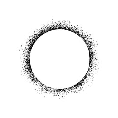 Poster - Stencil spray paint circle frame. Grunge graffiti style black frame. Isolated vector illustration with drop paint border. Stencil spray effect.