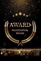 Wall Mural - winner nomination award with gold laurel, luxury reward, certificate poster with glitter
