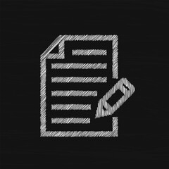 Poster - Document white sketch vector icon. Paper Icon Flat Design
