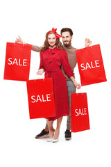 Wall Mural - couple with shopping bags