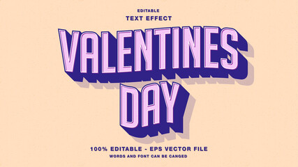 Wall Mural - Valentine Day Retro Text Effect Editable