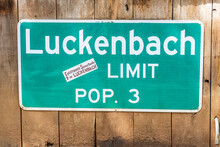 Luckenbach, Texas, USA. Population Sign In Luckenbach, Texas. (Editorial Use Only)