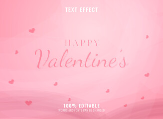 Wall Mural - cute pink watercolor happy valentines day text effect