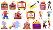 © blueringmedia - Set of circus characters and amusement park elements