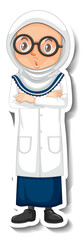 Sticker - Scientist muslim girl cartoon character sticker