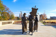 A Shot Of The Copper Statues At The Tennessee Woman's Suffrage Monument At Centennial Park In Nashville Tennessee USA