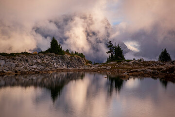 Canvas Print - USA, Washington, Alpine Lakes Wilderness. Sunrise on Tank Lake.