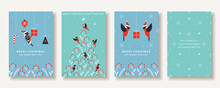 Christmas Card Set Of Christmas Bird